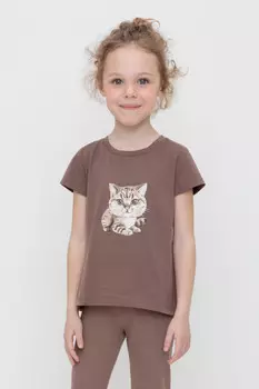Футболка для девочек CROCKID, КР 302604, цвет - коричневый