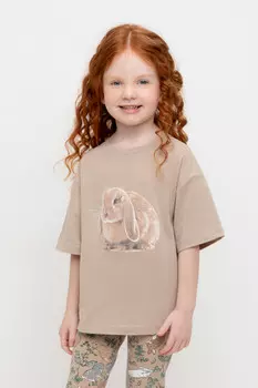 Футболка для девочек CROCKID, КР 302648, цвет - бежевый
