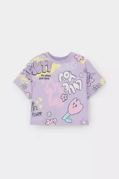 Футболка для девочек CROCKID, КР 302695-1, цвет - фиолетовый