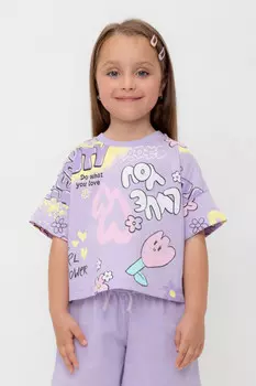 Футболка для девочек CROCKID, КР 302695, цвет - фиолетовый