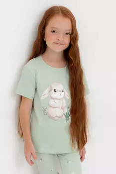 Футболка для девочек CROCKID, КР 302703, цвет - зеленый