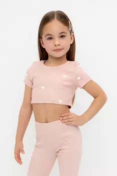 Футболка для девочек CROCKID, КР 302727-1, цвет - розовый