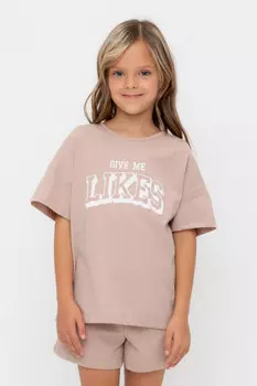 Футболка для девочек CROCKID, КР 302728, цвет - бежевый