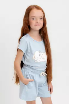 Футболка для девочек CROCKID, КР 302748-1, цвет - голубой