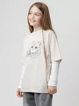 Футболка для девочек CROCKID, КР 302871, цвет - бежевый