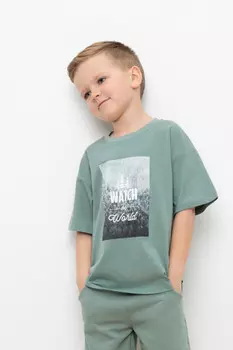 Футболка для мальчиков CROCKID, КР 302235, цвет - зеленый