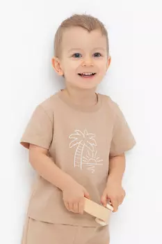 Футболка для мальчиков CROCKID, КР 302469, цвет - бежевый