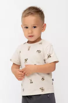 Футболка для мальчиков CROCKID, КР 302537, цвет - бежевый
