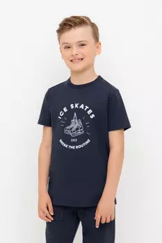 Футболка для мальчиков CROCKID, КР 302581, цвет - темно-синий