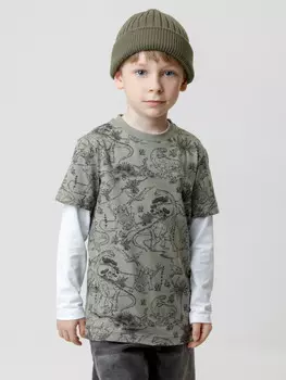 Футболка для мальчиков CROCKID, КР 302594, цвет - хаки