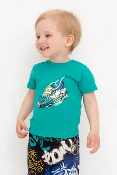 Футболка для мальчиков CROCKID, КР 302651, цвет - зеленый