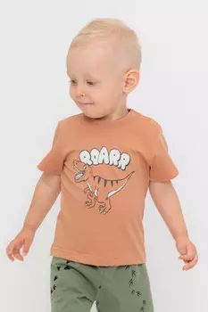 Футболка для мальчиков CROCKID, КР 302700, цвет - коричневый