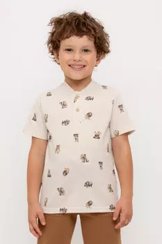 Футболка для мальчиков CROCKID, КР 302706, цвет - бежевый