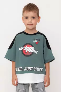 Футболка для мальчиков CROCKID, КР 302711, цвет - зеленый