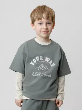 Футболка для мальчиков CROCKID, КР 302778, цвет - зеленый