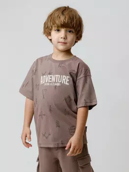 Футболка для мальчиков CROCKID, КР 302781, цвет - коричневый