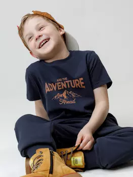 Футболка для мальчиков CROCKID, КР 302797, цвет - темно-синий
