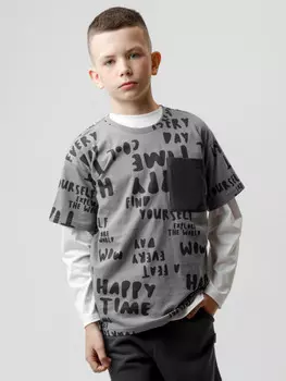 Футболка для мальчиков CROCKID, КР 302845, цвет - темно-серый