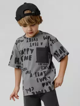 Футболка для мальчиков CROCKID, КР 302845, цвет - темно-серый