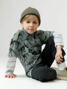 Футболка для мальчиков CROCKID, КР 302852, цвет - хаки