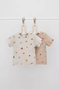 Футболка для новорожденных CROCKID, К 301156-2уп, цвет - светло-бежевый