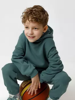 Худи с начёсом для мальчика для мальчиков CROCKID, КР 302803, цвет - зеленый
