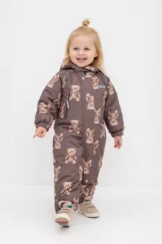 Комбинезон детский с утеплителем нового поколения для девочек CROCKID, ВК 60093/н/2 Ал, цвет - кофейный