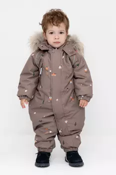 Комбинезон ясельный с утеплителем нового поколения для мальчиков CROCKID, ВК 60116/н/8 ГР, цвет - коричневый