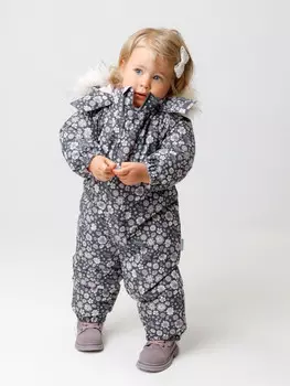 Комбинезон ясельный с утеплителем нового поколения для девочек CROCKID, ВК 60116/н/17 Ал, цвет - темно-серый