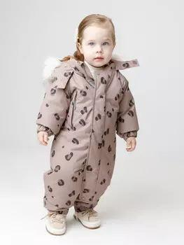 Комбинезон ясельный с утеплителем нового поколения для девочек CROCKID, ВК 60116/н/14 Ал, цвет - кофейный