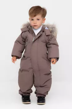 Комбинезон ясельный с утеплителем из натурального пуха и пера для мальчиков CROCKID, ВК 60106/5 УЗГ, цвет - кофейный