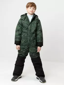 Комбинезон зимний для мальчика с утеплителем нового поколения для мальчиков CROCKID, ВК 60100/н/7 ГР, цвет - зеленый