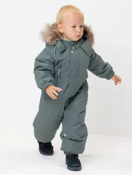 Комбинезон зимний ясельный с утеплителем из натурального пуха и пера для мальчиков CROCKID, ВК 60106/6 УЗГ, цвет - зеленый