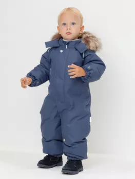 Комбинезон зимний ясельный с утеплителем из натурального пуха и пера для мальчиков CROCKID, ВК 60106/7 УЗГ, цвет - синий