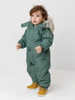 Комбинезон зимний ясельный с утеплителем нового поколения для мальчиков CROCKID, ВК 60116/н/19 Ал, цвет - зеленый