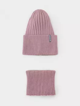 Комплект демисезонный — шапка и снуд для девочек CROCKID, КВ 22012/25, цвет - розовый