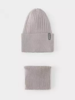 Комплект демисезонный — шапка и снуд для девочек CROCKID, КВ 22012/25, цвет - серый