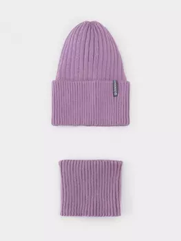 Комплект демисезонный — шапка и снуд для девочек CROCKID, КВ 22012/25, цвет - фиолетовый