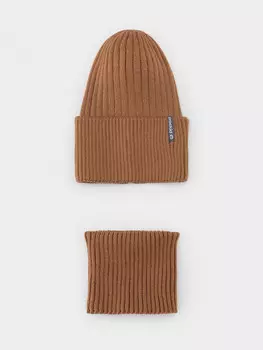 Комплект демисезонный — шапка и снуд для девочек CROCKID, КВ 22012/25, цвет - горчица