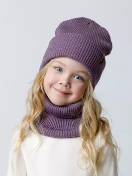 Комплект демисезонный — шапка и снуд для девочек CROCKID, КВ 22019, цвет - светло-розовый