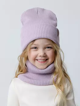 Комплект демисезонный — шапка и снуд для девочек CROCKID, КВ 22019, цвет - фиолетовый