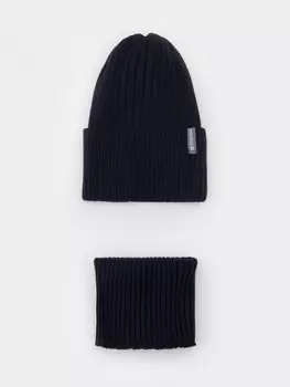 Комплект демисезонный — шапка и снуд для мальчиков CROCKID, КВ 22012/25, цвет - синий