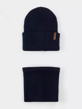 Комплект демисезонный — шапка и снуд для мальчиков CROCKID, КВ 22019, цвет - синий