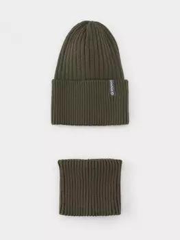 Комплект демисезонный — шапка и снуд для мальчиков CROCKID, КВ 22012/25, цвет - зеленый