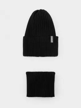 Комплект демисезонный — шапка и снуд для мальчиков CROCKID, КВ 22012/25, цвет - черный