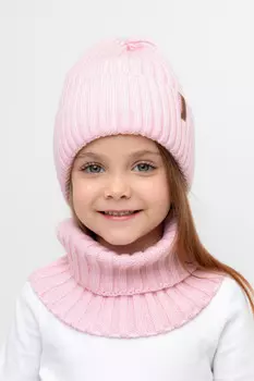 Комплект детский: шапка и снуд из полушерсти для девочек CROCKID, КВ 22015/ш, цвет - розовый