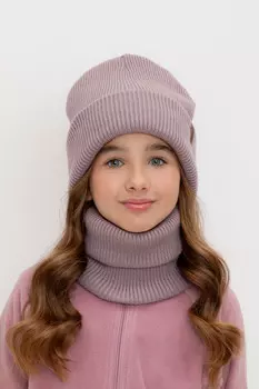 Комплект детский: шапка и снуд из полушерсти для девочек CROCKID, КВ 22016/ш, цвет - розовый