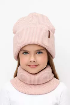 Комплект детский: шапка и снуд из полушерсти для девочек CROCKID, КВ 22016/ш, цвет - розовый