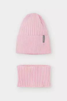 Комплект для девочки: шапка и снуд для девочек CROCKID, КВ 22012, цвет - розовый