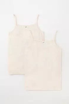 Комплект трикотажных маек для девочки в упаковке 2 шт для девочек CROCKID, К 1187-2уп, цвет - бежевый